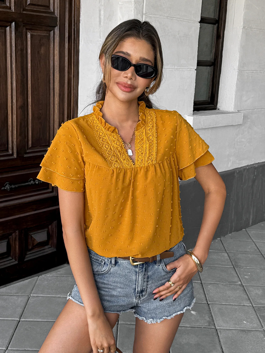 Blusa donna con ricami e volant – stile boho chic
