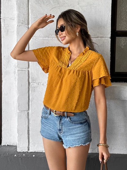 Blusa donna con ricami e volant – stile boho chic