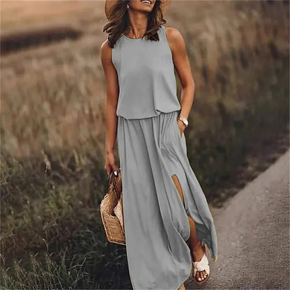 Abito Lungo Fluido con Spacco Laterale – Eleganza Estiva