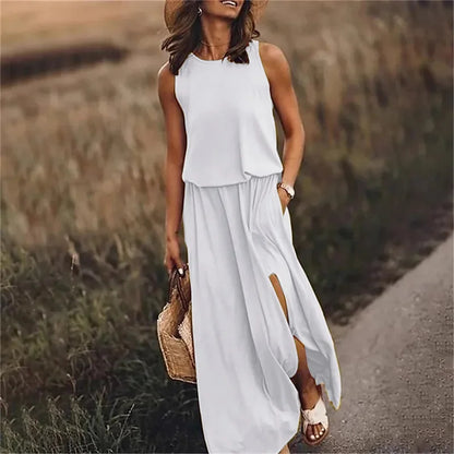 Abito Lungo Fluido con Spacco Laterale – Eleganza Estiva