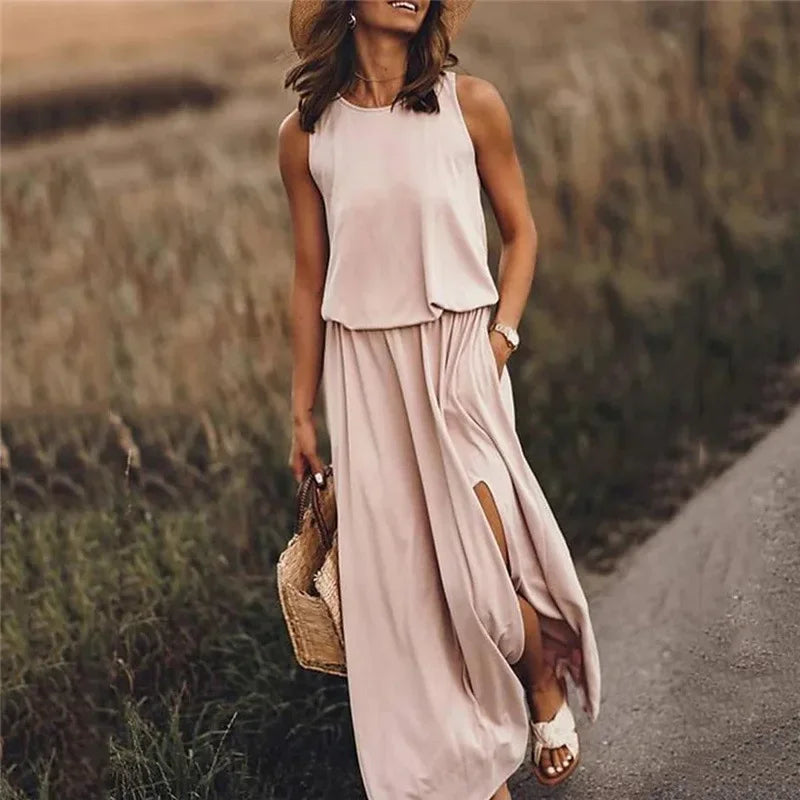 Abito Lungo Fluido con Spacco Laterale – Eleganza Estiva