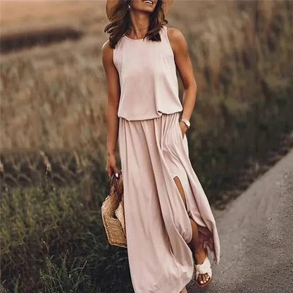 Abito Lungo Fluido con Spacco Laterale – Eleganza Estiva