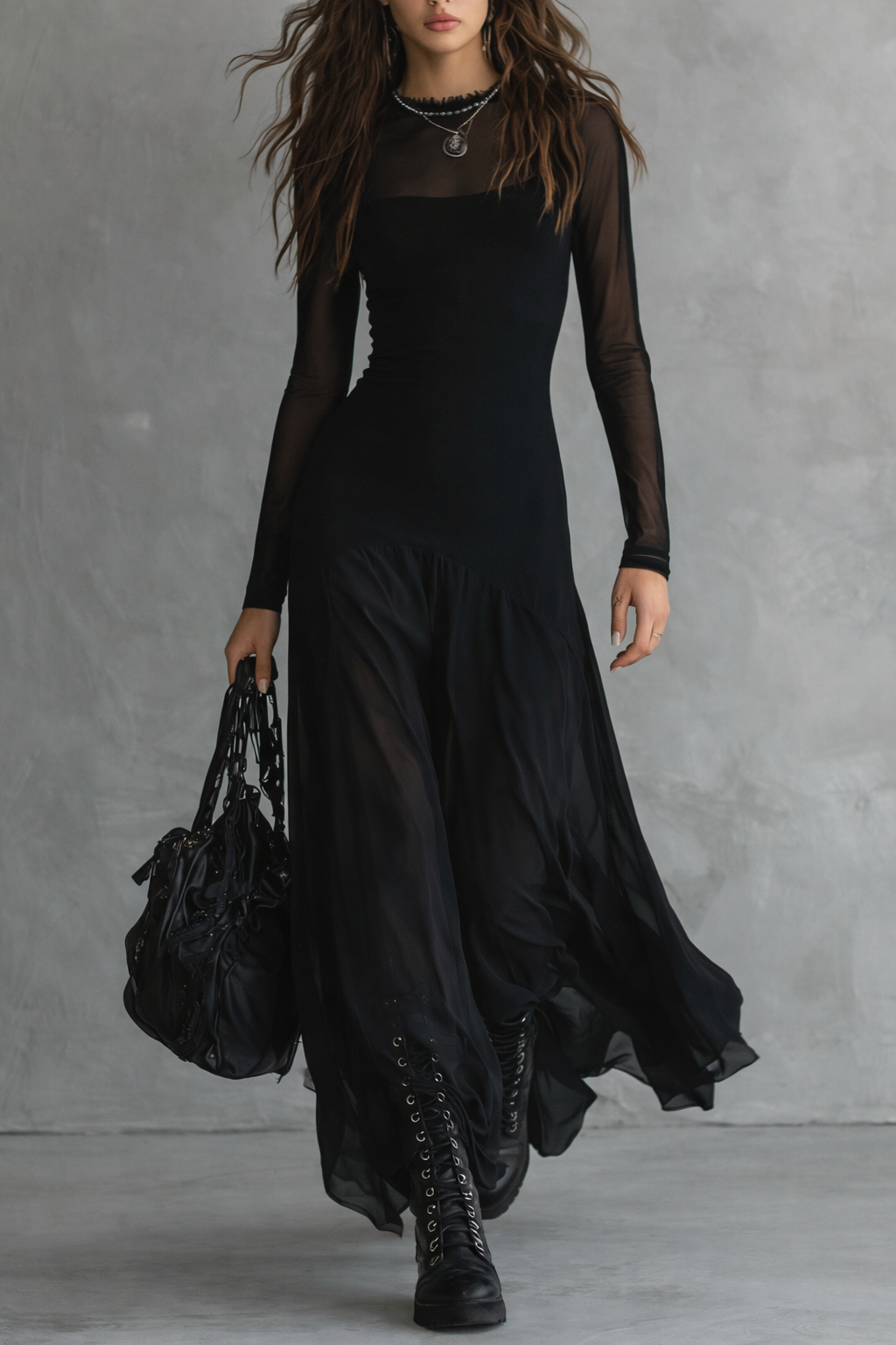 Abito lungo in tulle